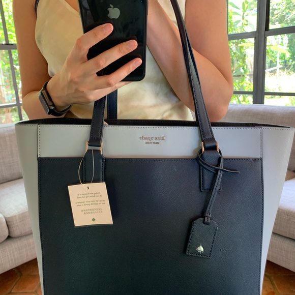 LAPTOP TOTE KATE SPADE CAMERON NCHTCP BLUE LEATHER - Picture 11 of 13